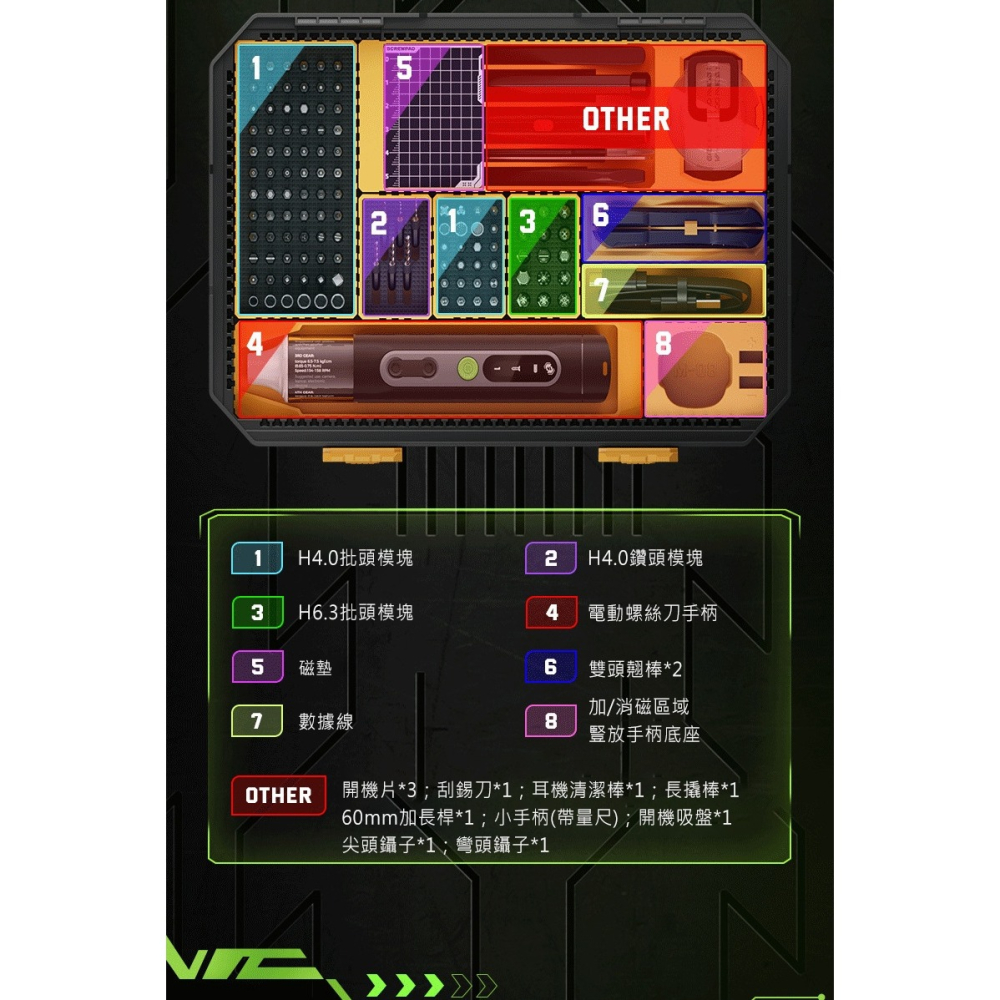 JAKEMY JM-8198 二合一接頭電動螺絲刀全配組 電動螺絲起子 二合一接頭免轉接-細節圖3