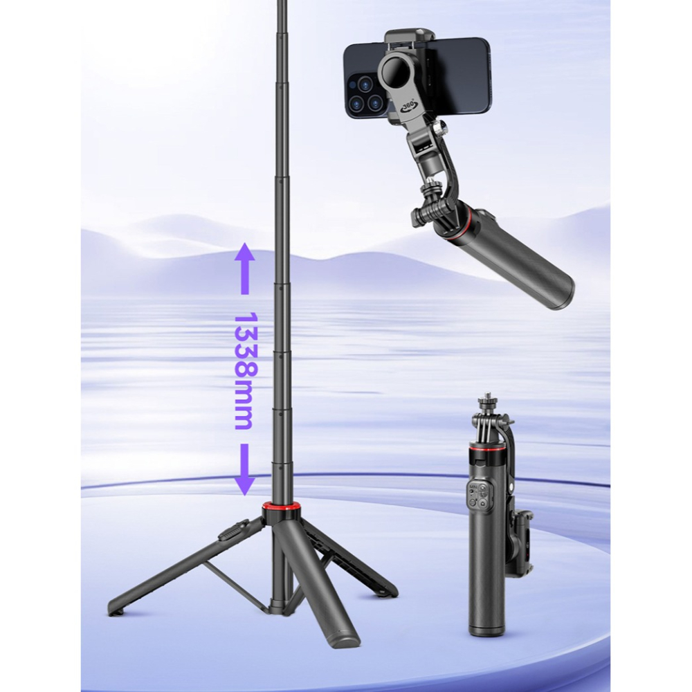 QinD C22 全自動跟拍防抖手持自拍桿(單軸 + AI人臉追蹤) + Gimbal AI 藍牙控制器 可站立 全身-細節圖3