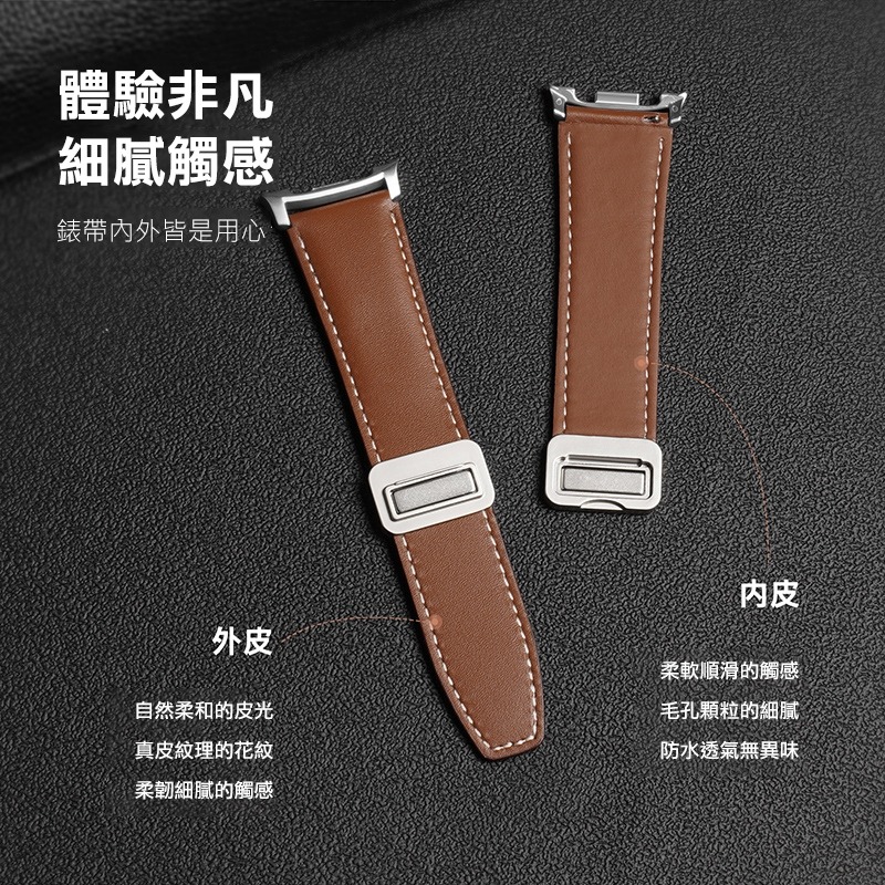 DUX DUCIS SAMSUNG 三星 Galaxy Watch 8 YA 真皮錶帶 手錶帶 表帶 磁扣 小牛皮 防水-細節圖4