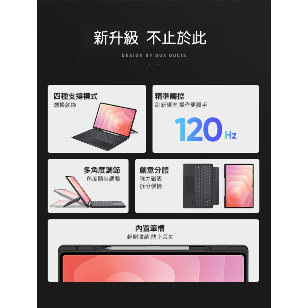 DUX DUCIS SAMSUNG 三星 Galaxy Tab S11 Ultra DK 鍵盤保護套(背光版) 平板保護-細節圖3