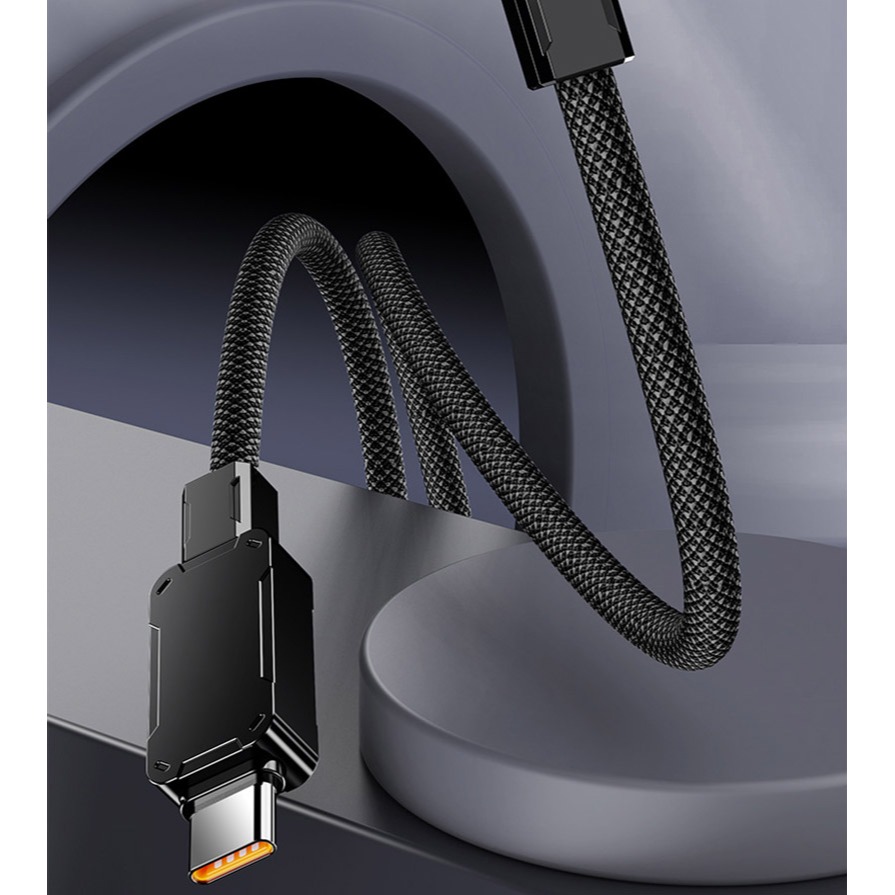 QinD USB Type-C 燈顯示充電線(1.2M)(100W) PD 快充線 充電線 傳輸線-細節圖3