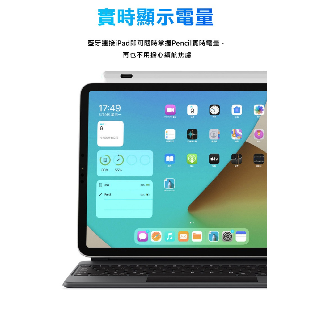 Stylus Pen C12 iPad 專用雙模充電觸控筆(Type-C+無線) 磁吸觸控筆 主動式電容筆 防誤觸觸控筆-細節圖11