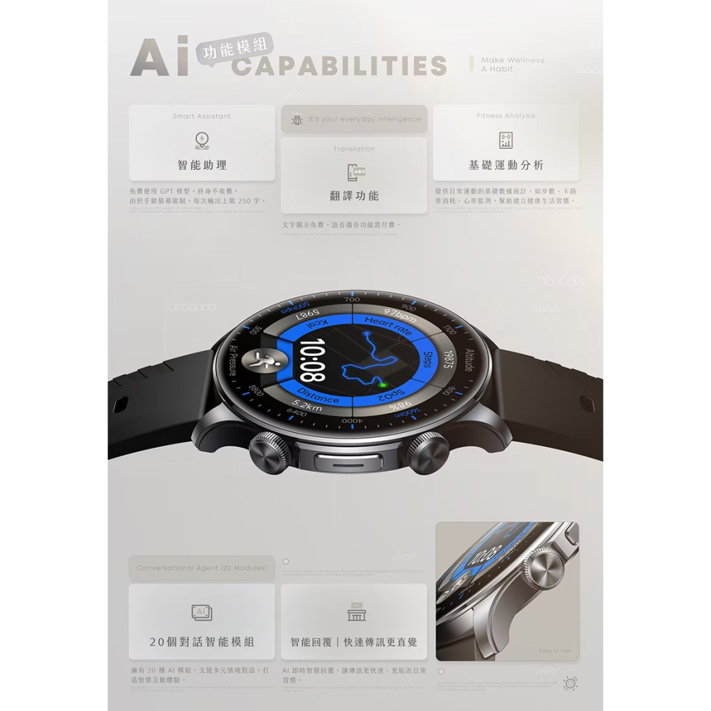 Larmi 樂米 Ai6 智能手錶 智慧手錶 智慧手表 運動手錶 藍牙手錶 繁體中文 超長待機 心率 血氧 睡眠 壓力-細節圖3