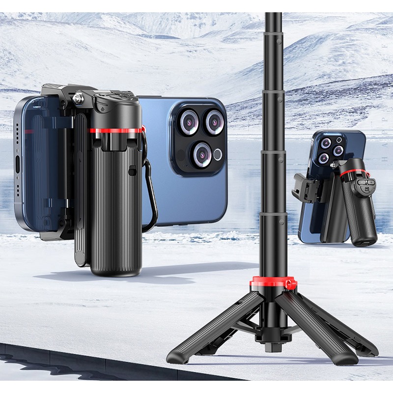 CYKE F07 迷你手機自拍桿+藍芽輔拍捍(輔拍器) 偽單眼自拍桿 自動彈開腳架 輕便迷你自拍桿-細節圖3