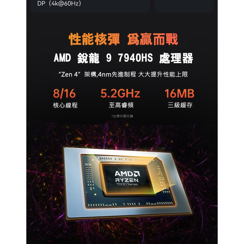 MOREFINE M600 迷你電腦(AMD R9-7940HS) - 準系統(不含記憶體/SSD) 迷你主機 高效能-細節圖4