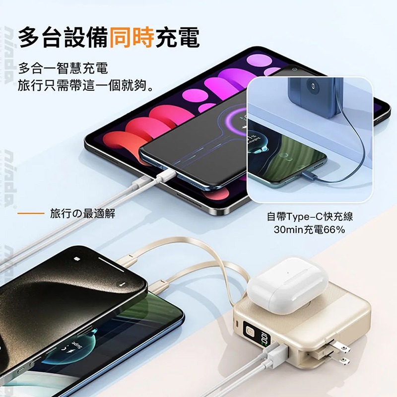 Nisda BS-WL720 智能無線充固態行動電源(10000mAh) 多合一行動電源 插頭行動電源 旅行行動電源-細節圖7