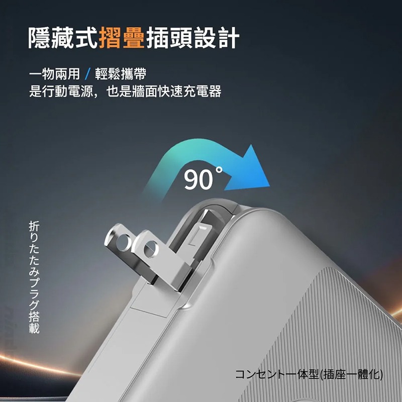 Nisda BS-WL720 智能無線充固態行動電源(10000mAh) 多合一行動電源 插頭行動電源 旅行行動電源-細節圖10