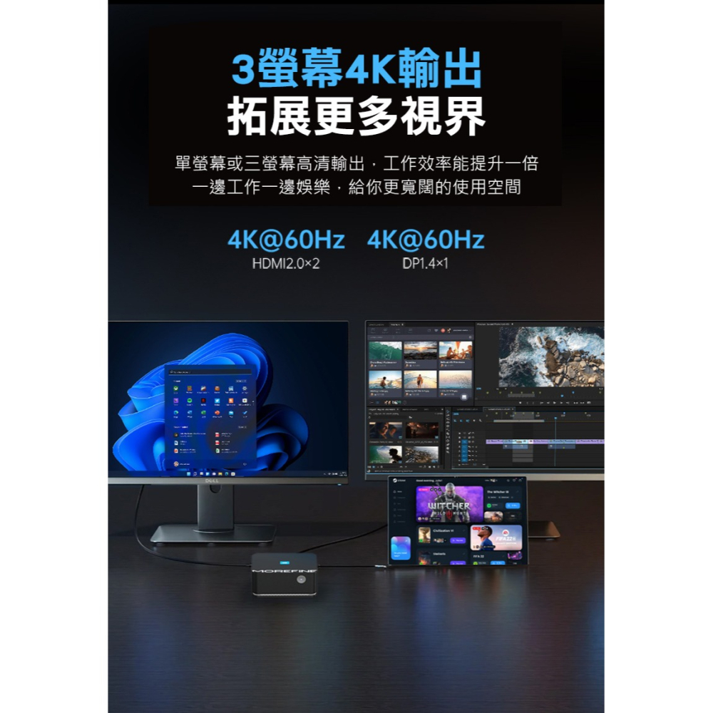 MOREFINE M8S 迷你電腦(Intel N95 3.4GHz) - 12G系列 小桌機 三螢幕輸出 WIN11-細節圖9