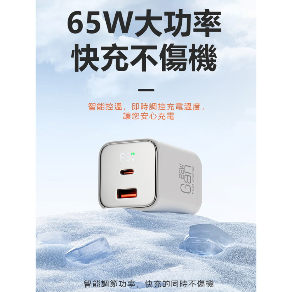 CYKE K59 Gan 65W氮化鎵雙孔 PD 快充 USB-C+USB-A 充電器-細節圖5
