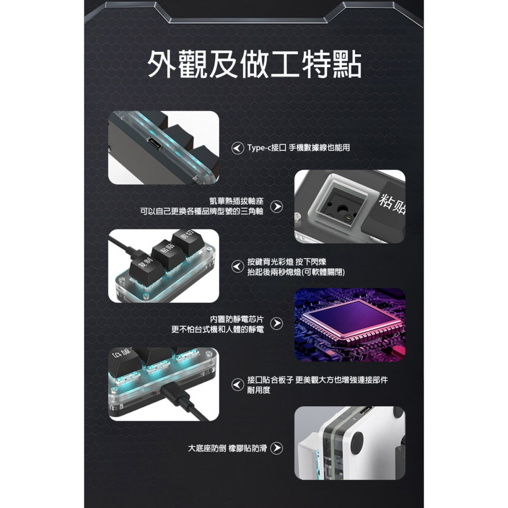 SIKAI 四鍵有線鍵盤 可自定義 複製 貼上 快速輸入 快捷鍵 懶人輸入 懶豬豬專用-細節圖2