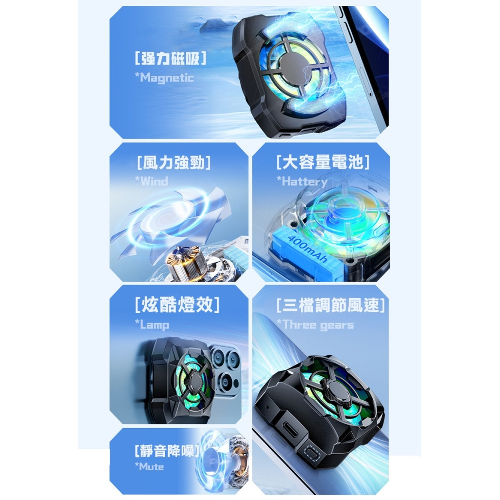 QinD AL16 磁吸式手機散熱器(插電款) 手機風扇 電競降溫風扇 支援 MagSafe-細節圖4
