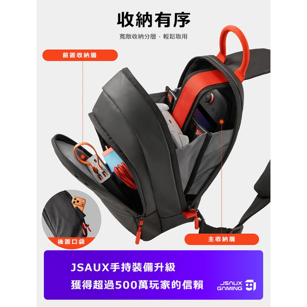 JSAUX BG0131 電玩掌機隨行胸包 Switch Switch2 ROG Ally ROG Xbox Ally-細節圖2