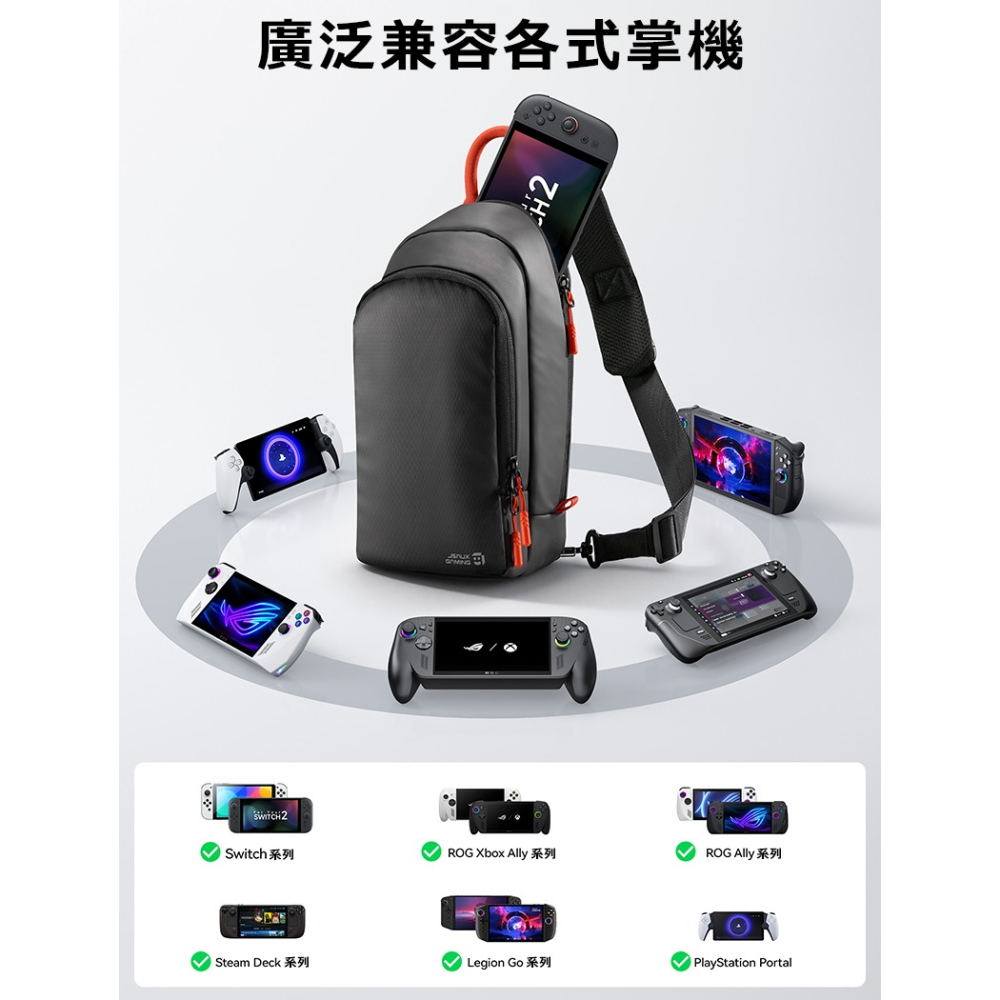 JSAUX BG0131 電玩掌機隨行胸包 Switch Switch2 ROG Ally ROG Xbox Ally-細節圖5