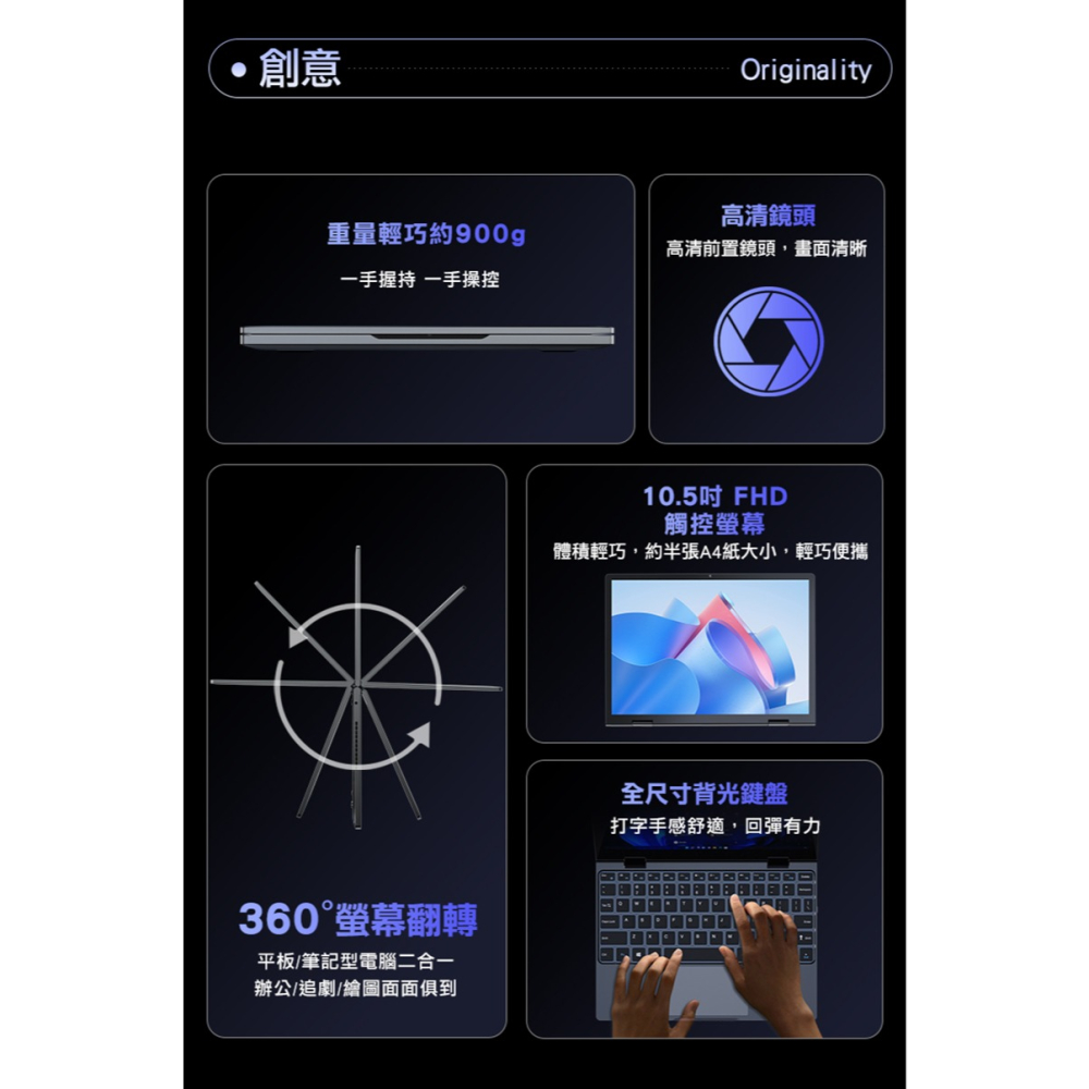 Zwide N11 10.5吋觸控迷你筆記型電腦(Intel i5-1235U) - 16G / 512GB 迷你筆電-細節圖5