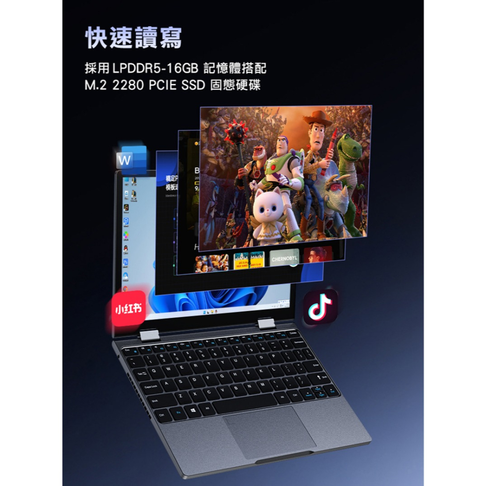 Zwide N11 10.5吋觸控迷你筆記型電腦(Intel i5-1235U) - 16G / 512GB 迷你筆電-細節圖9