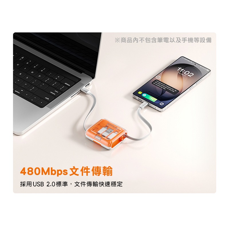 toocki 伸縮傳輸充電線(100W)+多功能轉接收納盒 轉接頭-細節圖6