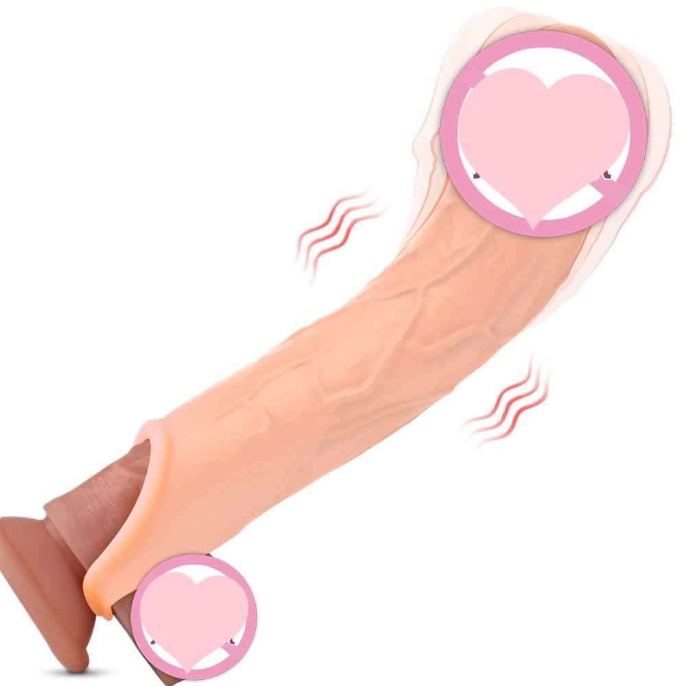 (現貨)夫妻共同陰莖套穿戴陽具震動10頻直彎成人玩具情趣用品-規格圖1