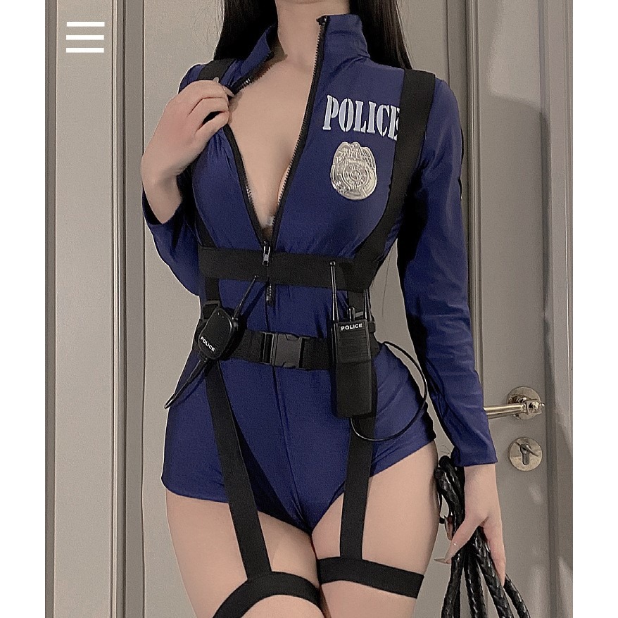 (現貨)角色扮演逼真女警情情趣派對萬聖節套裝(含帽子+對講機+綁帶)-細節圖2