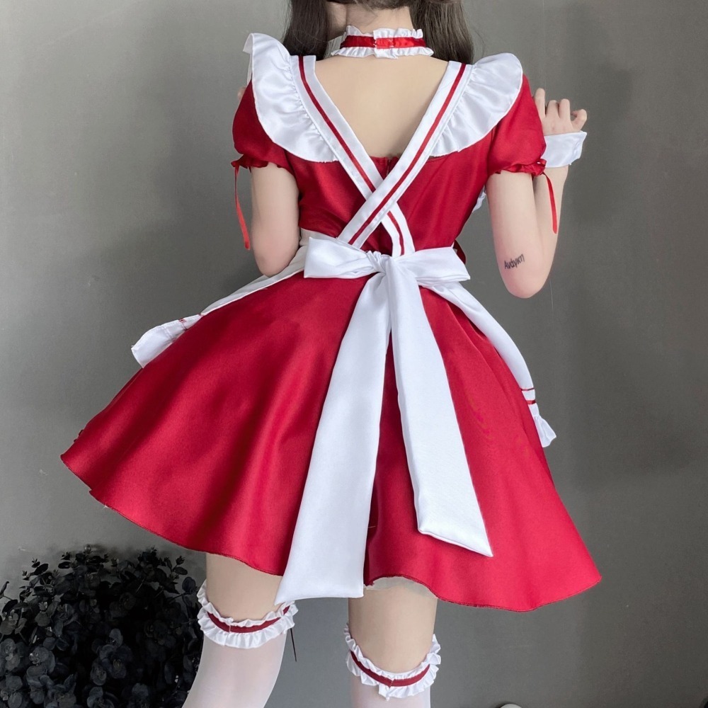 (現貨)日系女僕挑逗女傭誘惑圍裙蘿莉綁帶誘惑制服裝角色扮演(不含絲襪)-細節圖4