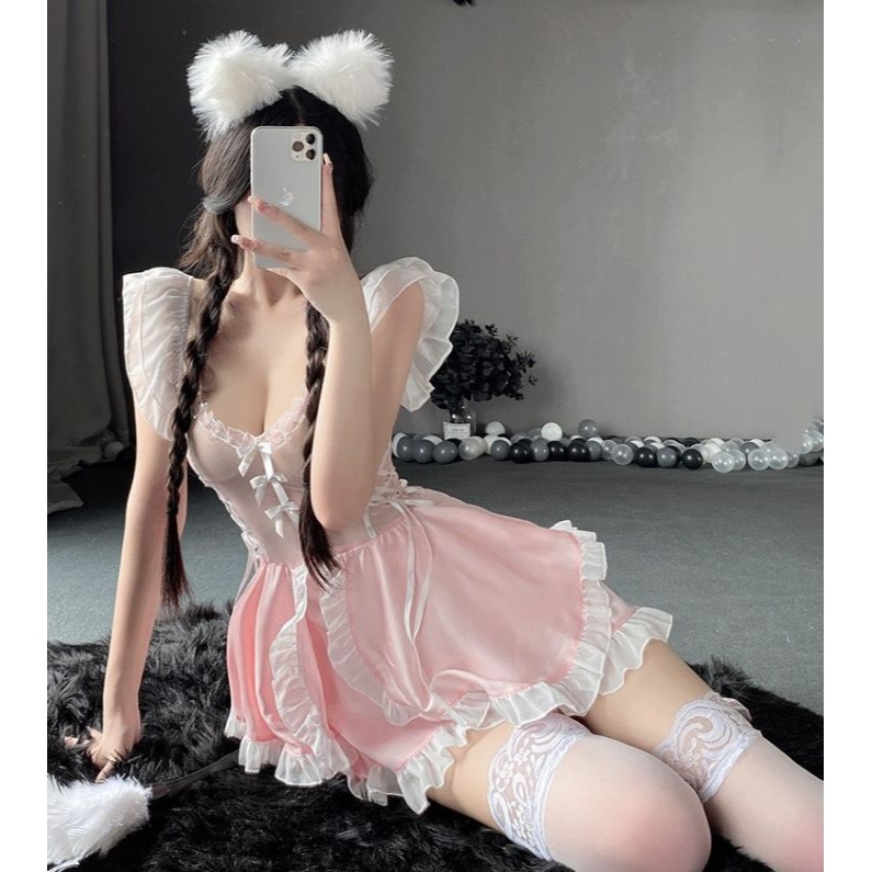 (現貨)可爱粉嫩純玉蘿莉情趣女僕服角色扮演套裝(不含頭飾.絲襪跟道具)-細節圖5