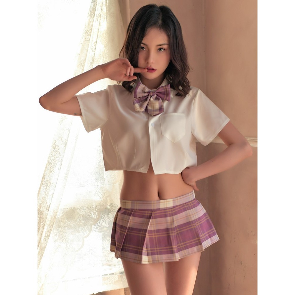 (現貨)學院風性感jk制服百褶短裙角色扮演套装+同款襪(共3色)-規格圖9