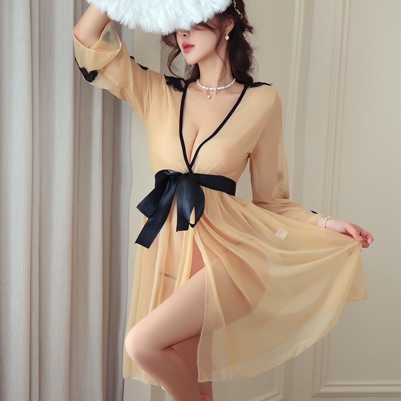 (現貨)日式印花雪紡和服浴袍激情睡衣套装-細節圖3