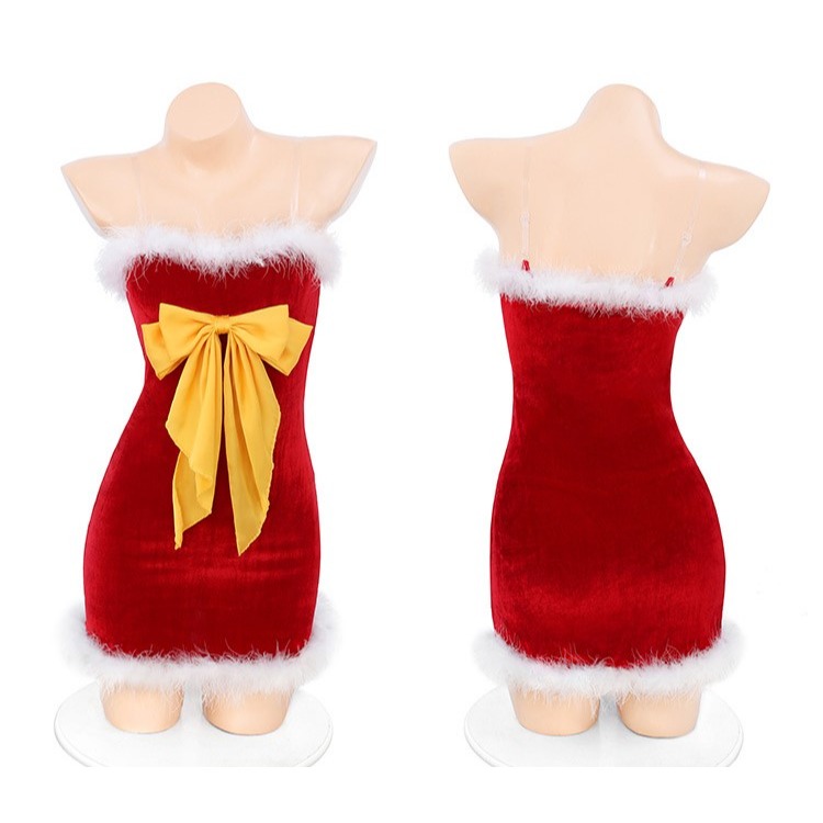 (現貨)蝴蝶結聖誕裝絨毛角色扮演+同款斗篷披肩(不含絲襪)-細節圖3