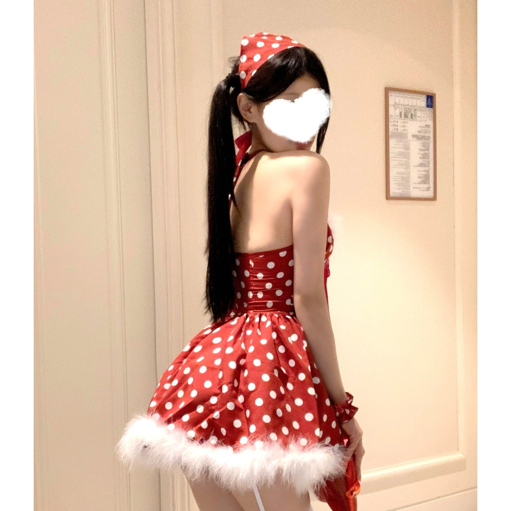(現貨)原點復古綁帶聖誕裝cos角色扮演套裝+同款髮飾+手環(不含絲襪)-細節圖3