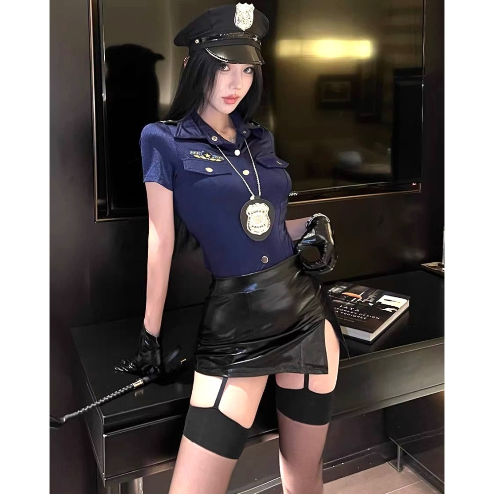 (現貨)性感女警火辣鏤空誘惑制服激情角色扮演夜店(不含絲襪道具)-細節圖8