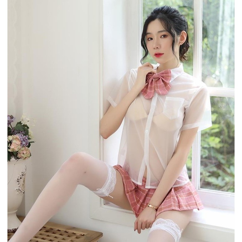 (現貨)學院風透視衣情趣3色制服情趣角色扮演(不含絲襪)-細節圖5