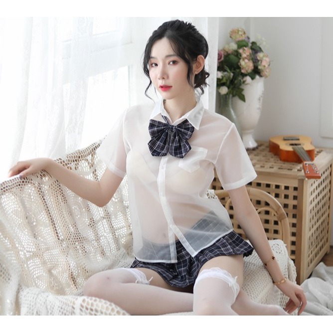 (現貨)學院風透視衣情趣3色制服情趣角色扮演(不含絲襪)-細節圖9