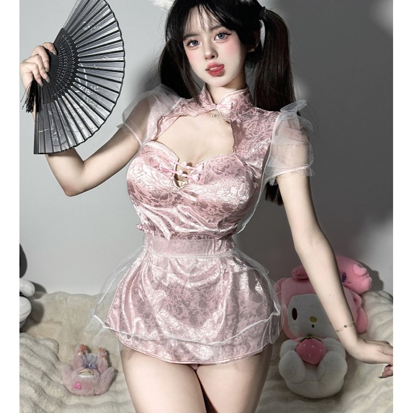 (現貨)性感鏤空復古盤扣旗袍中國風誘惑角色扮演(不含絲襪髮飾扇子)-細節圖7