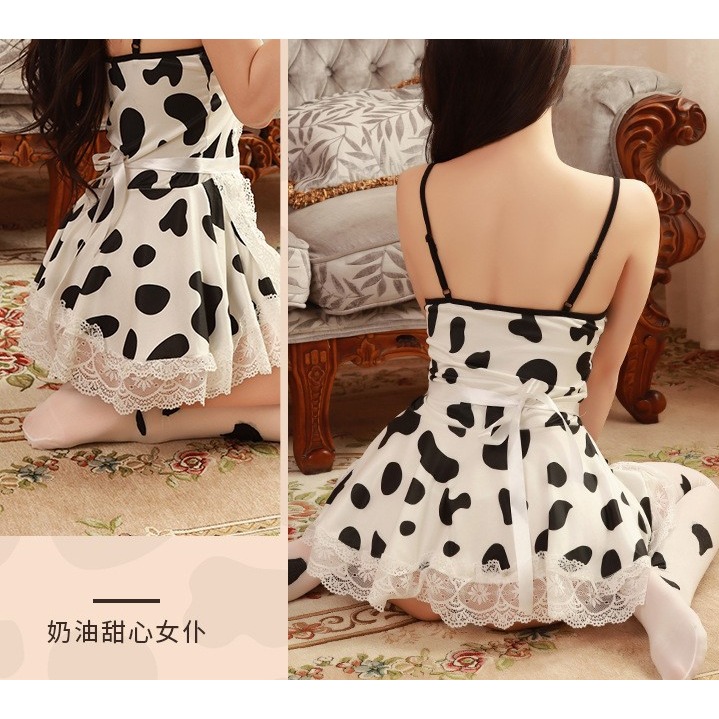 (現貨)性感黑白奶牛女僕制服誘惑乳牛角色扮演(含同款襪)-細節圖7