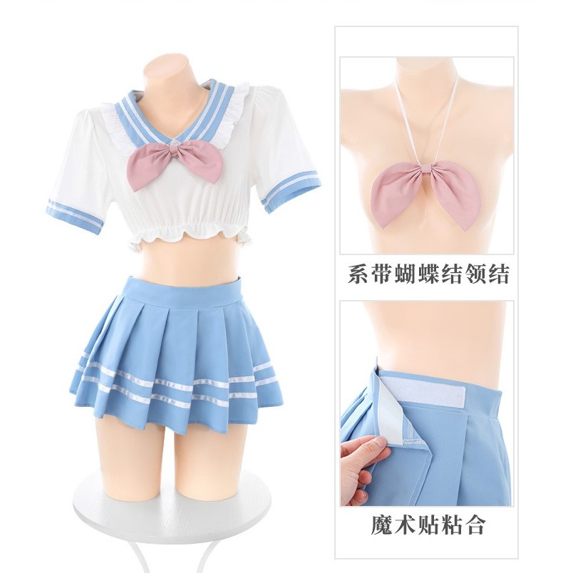 (現貨)純愛校花甜美露腰分體jk制服學院風角色扮演(含髮飾+襪子)-細節圖9