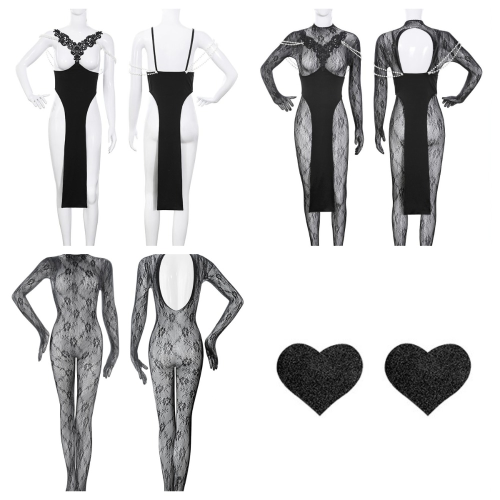 (現貨)透視蕾絲多穿法萬聖節誘惑性感露胸裸臀角色扮演(含面具+胸貼)-規格圖11