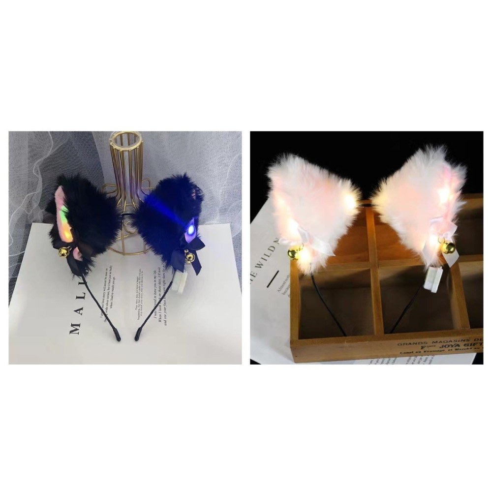 (現貨)貓咪耳朵發光髮箍閃光髮圈夜店派對頭飾(2色)-細節圖2
