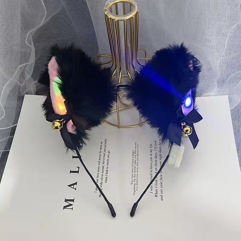 (現貨)貓咪耳朵發光髮箍閃光髮圈夜店派對頭飾(2色)-細節圖4