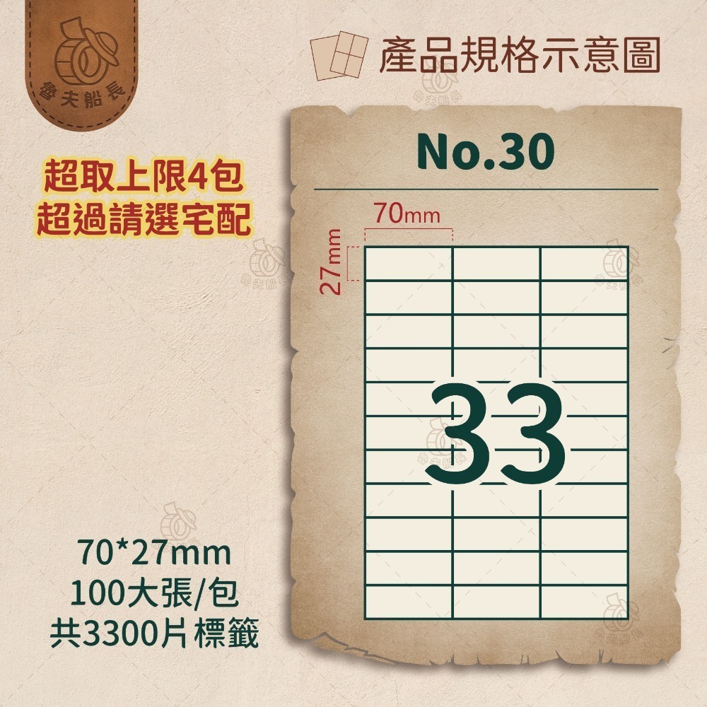 魯夫船長🌵箱購可混搭專區🌵A4電腦標籤貼紙／自黏標籤貼紙／三用電腦標籤／超商出貨單／物流單／可雷射 噴墨 影印-規格圖3