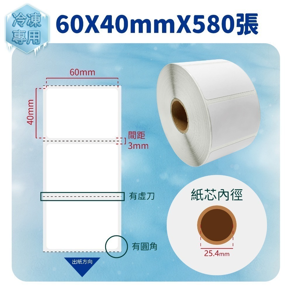 60 x 40mm x 580張/卷