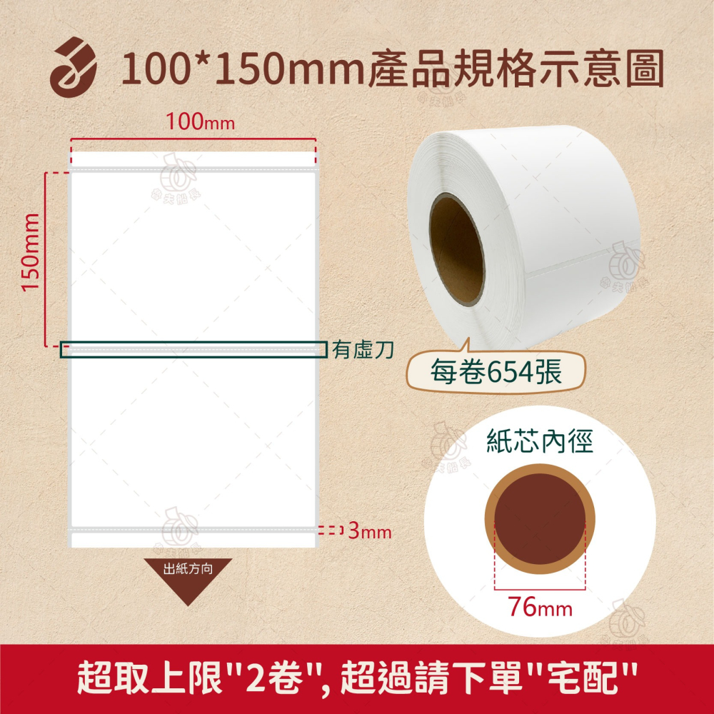 【珠光霧面貼紙，寬度10cm(多尺寸)】條碼標籤貼紙 / 霧珠貼紙 / 防水撕不破 / 冷凍食品化妝品標籤貼 現貨-細節圖4