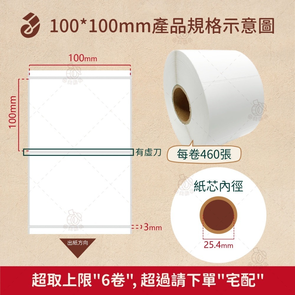 魯夫船長【珠光霧面貼紙，寬度10cm(多尺寸)】條碼標籤貼紙／霧珠貼紙／防水撕不破／冷凍食品化妝品標籤機／標籤機-細節圖6