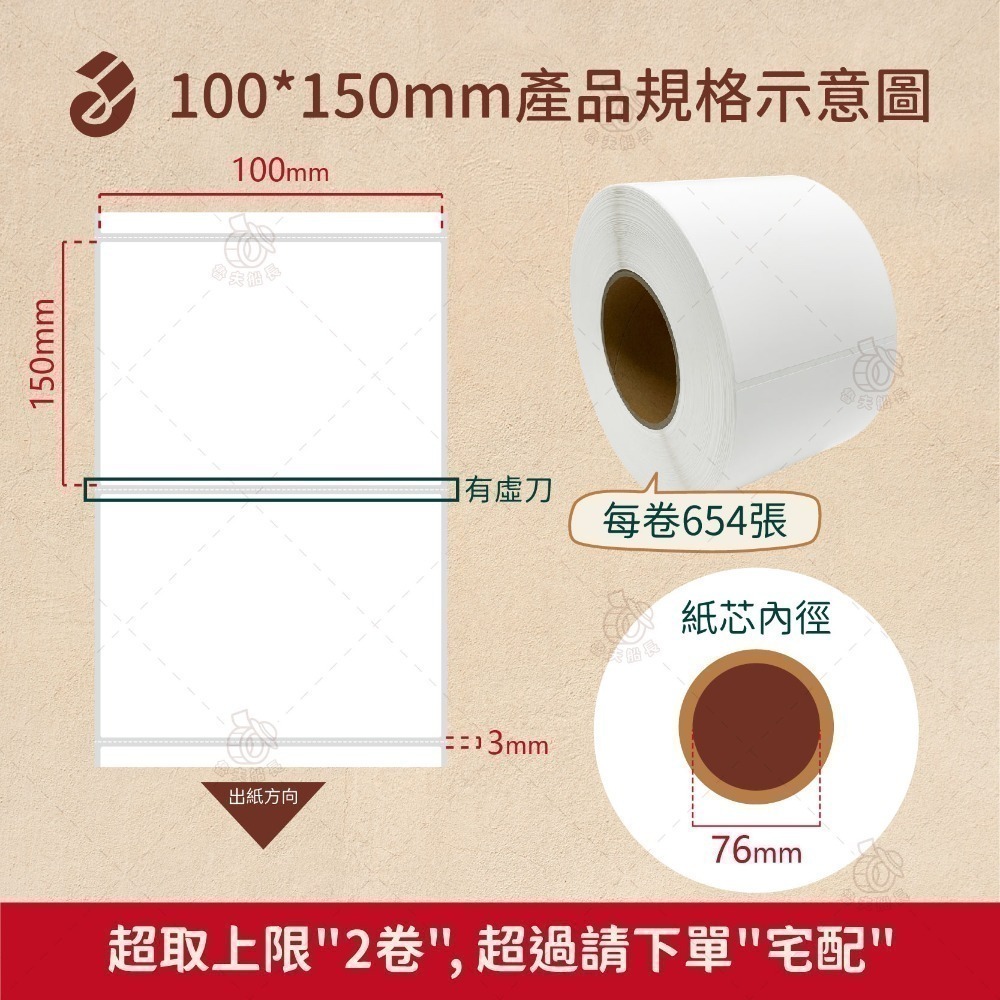 魯夫船長【珠光霧面貼紙，寬度10cm(多尺寸)】條碼標籤貼紙／霧珠貼紙／防水撕不破／冷凍食品化妝品標籤機／標籤機-規格圖8
