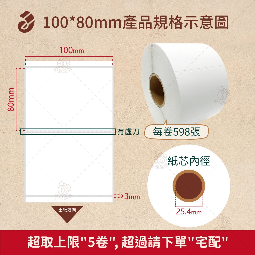 100*80mm(1吋) 598張/捲