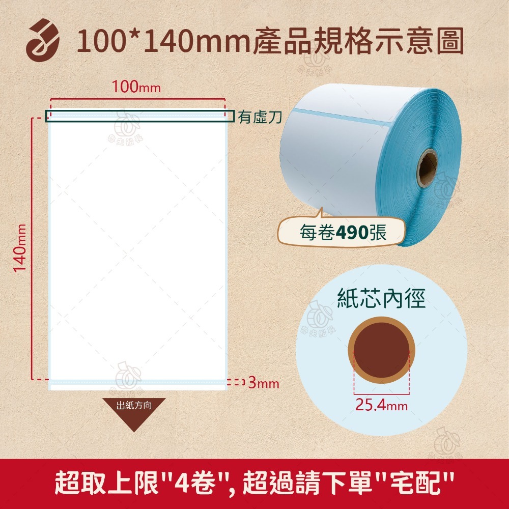 100 x 140mm*490張／卷