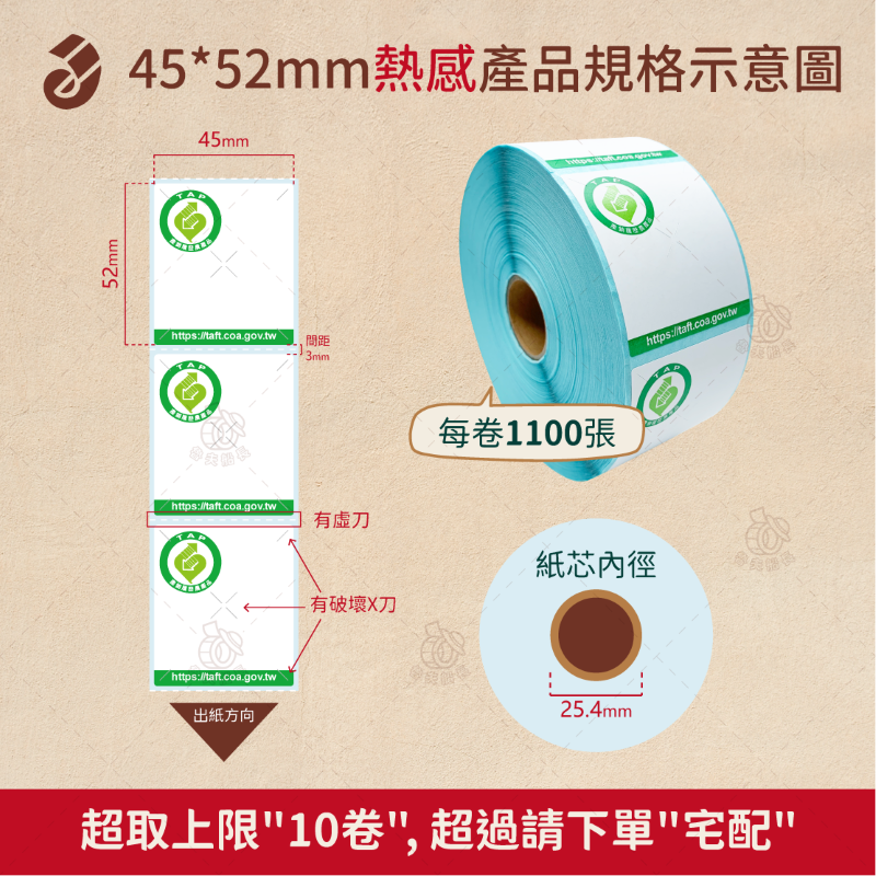 【75*42mm，45*52mm 熱感-產銷履歷貼紙】 產銷履歷認證 / 農產品標章貼紙  /產銷貼紙 現貨 魯夫船長-細節圖5