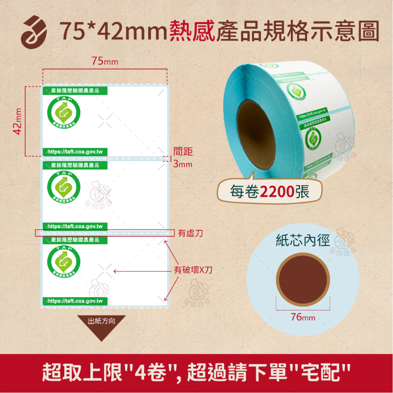 魯夫船長 【75*42mm，45*52mm 熱感-產銷履歷貼紙】 產銷履歷認證／農產品標章貼紙／產銷貼紙／台灣製-細節圖6