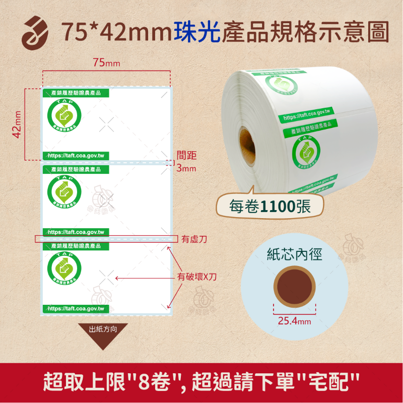 魯夫船長【75*42mm，45*52mm 珠光霧面－產銷履歷貼紙】產銷履歷認證／農產品標章貼紙／農產品貼紙／標籤機-細節圖7