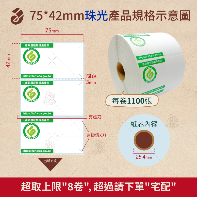 【75*42mm，45*52mm 珠光霧面-產銷履歷貼紙】產銷履歷認證 / 農產品標章貼紙/ 農產品貼紙 魯夫船長-細節圖5