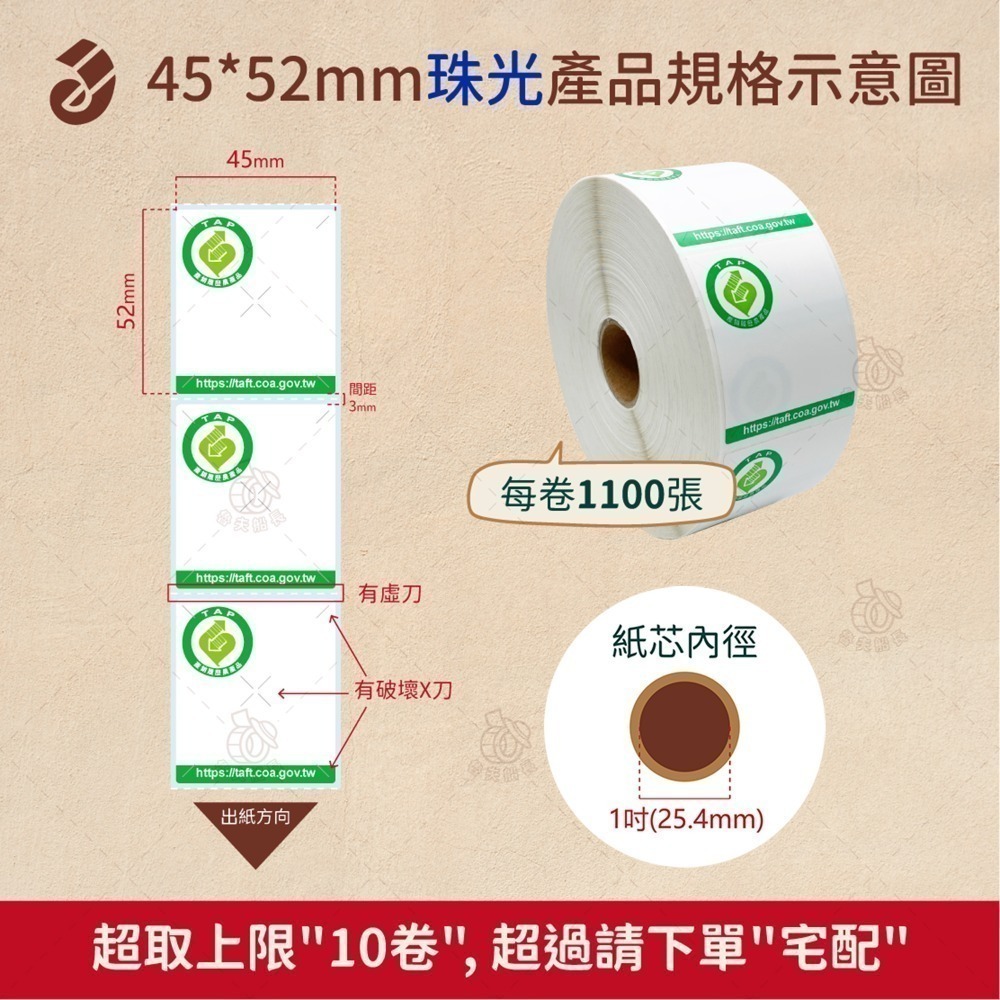 魯夫船長【75*42mm，45*52mm 珠光霧面－產銷履歷貼紙】產銷履歷認證／農產品標章貼紙／農產品貼紙／標籤機-規格圖8