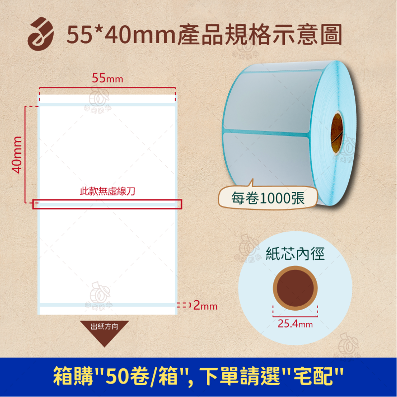 🌵箱購🌵【熱感貼紙55*40mm，60*40mm】熱感應貼紙 / 標籤貼紙/條碼/飲料杯貼/ 服飾業專用 現貨-細節圖3